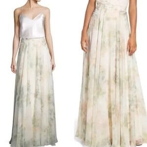 Anthropologie Jenny Yoo Women's Hampton Print Skirt & Kaity Sequin Crop Top Set